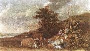 paulus potter Landscape with Shepherdess and Shepherd Playing Flute oil